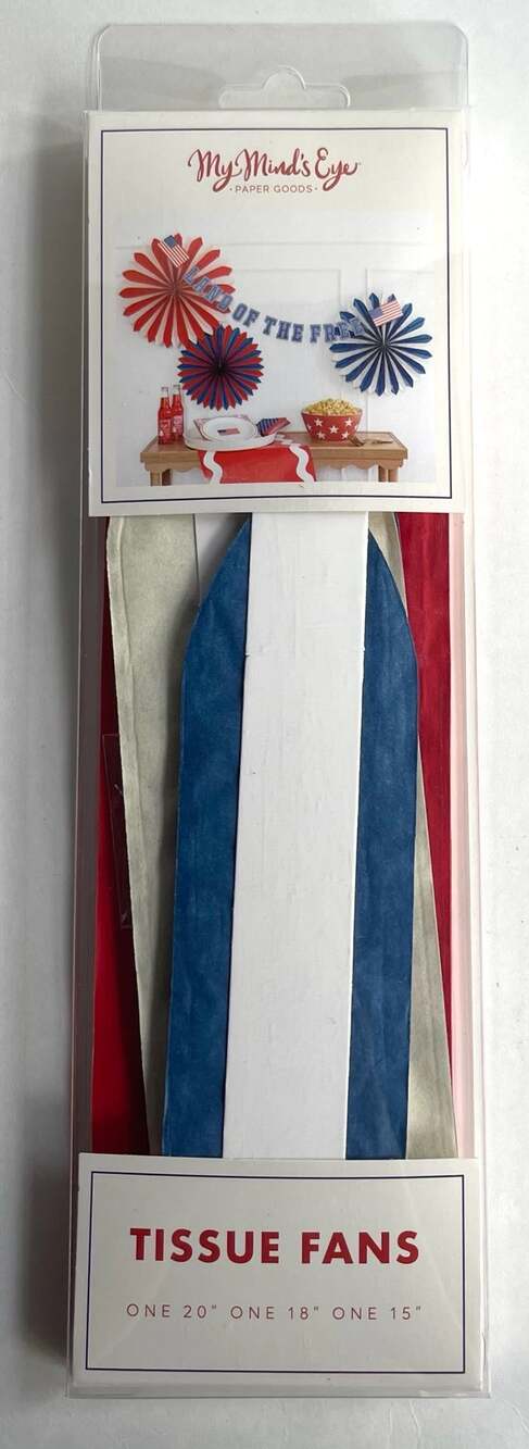 My Mind's Eye Paper Goods Patriotic Tissue Fans (Red, White, and Blue) - 3 Pack